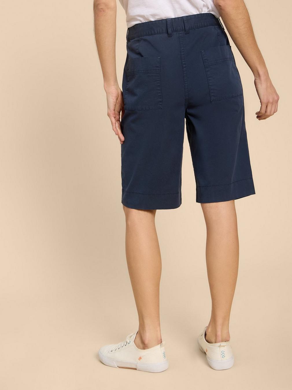 Hayley Organic Cotton Shorts in DARK NAVY - MODEL BACK