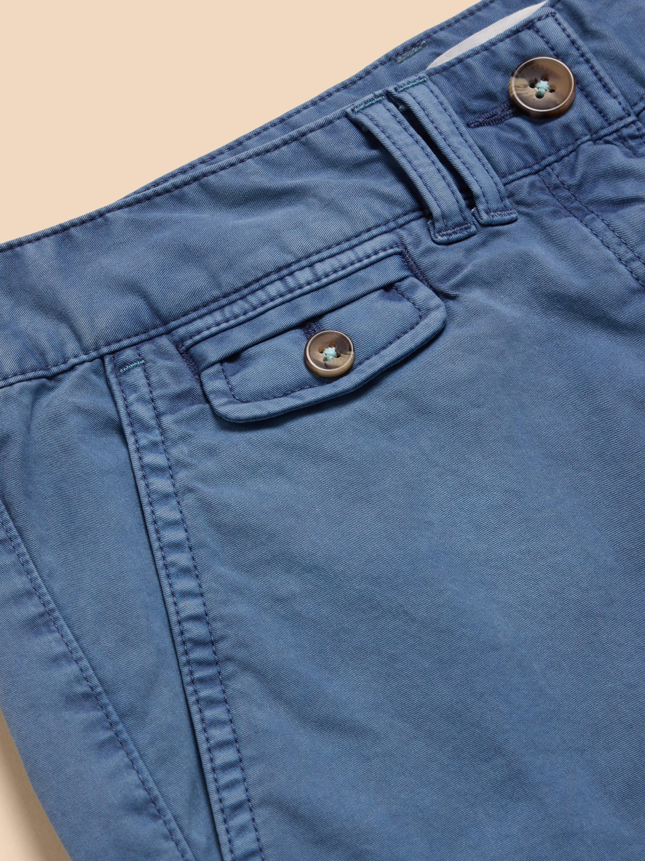 Hayley Organic Cotton Shorts in MID BLUE - FLAT DETAIL