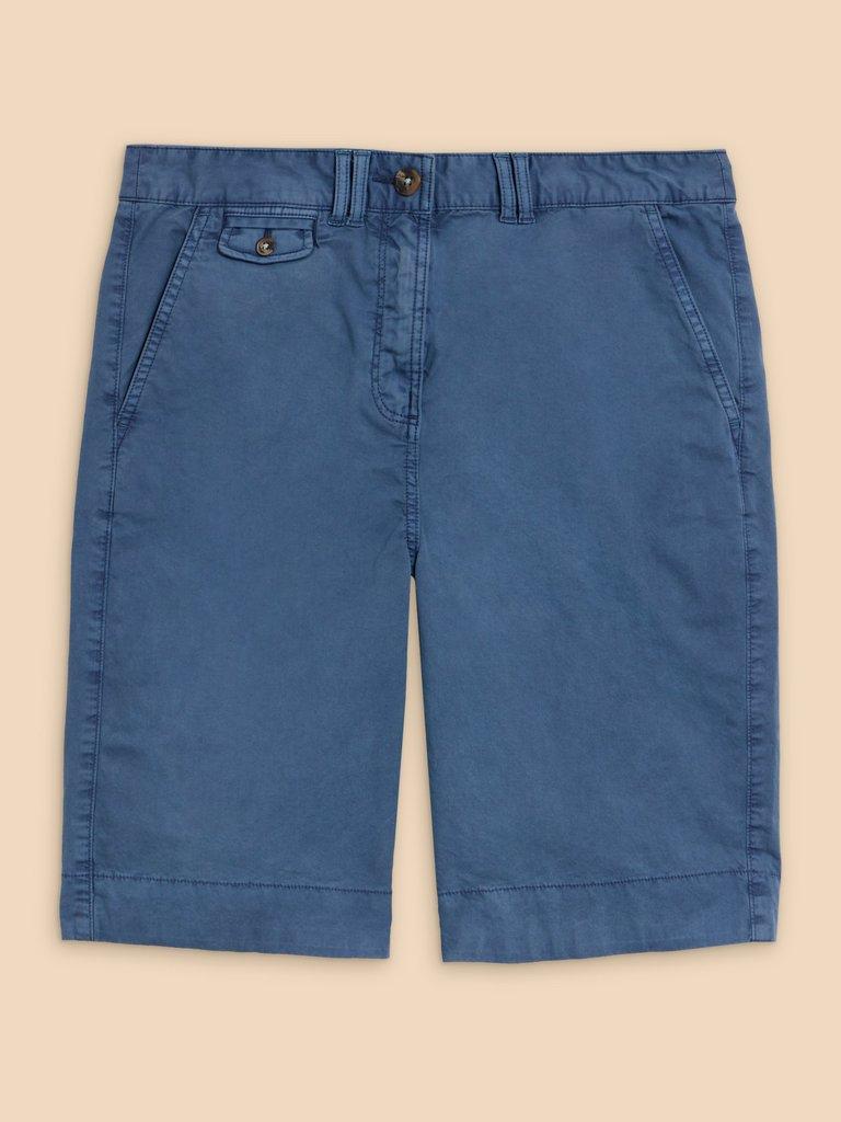 Hayley Organic Cotton Shorts in MID BLUE - FLAT FRONT