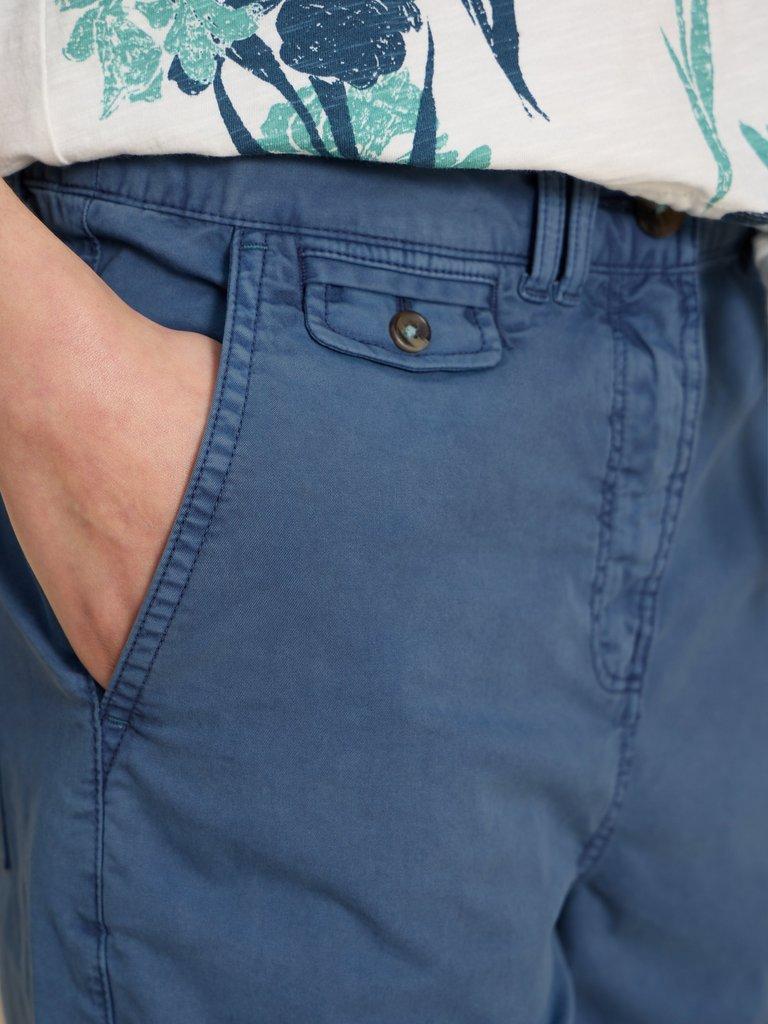 Hayley Organic Cotton Shorts in MID BLUE - MODEL FRONT