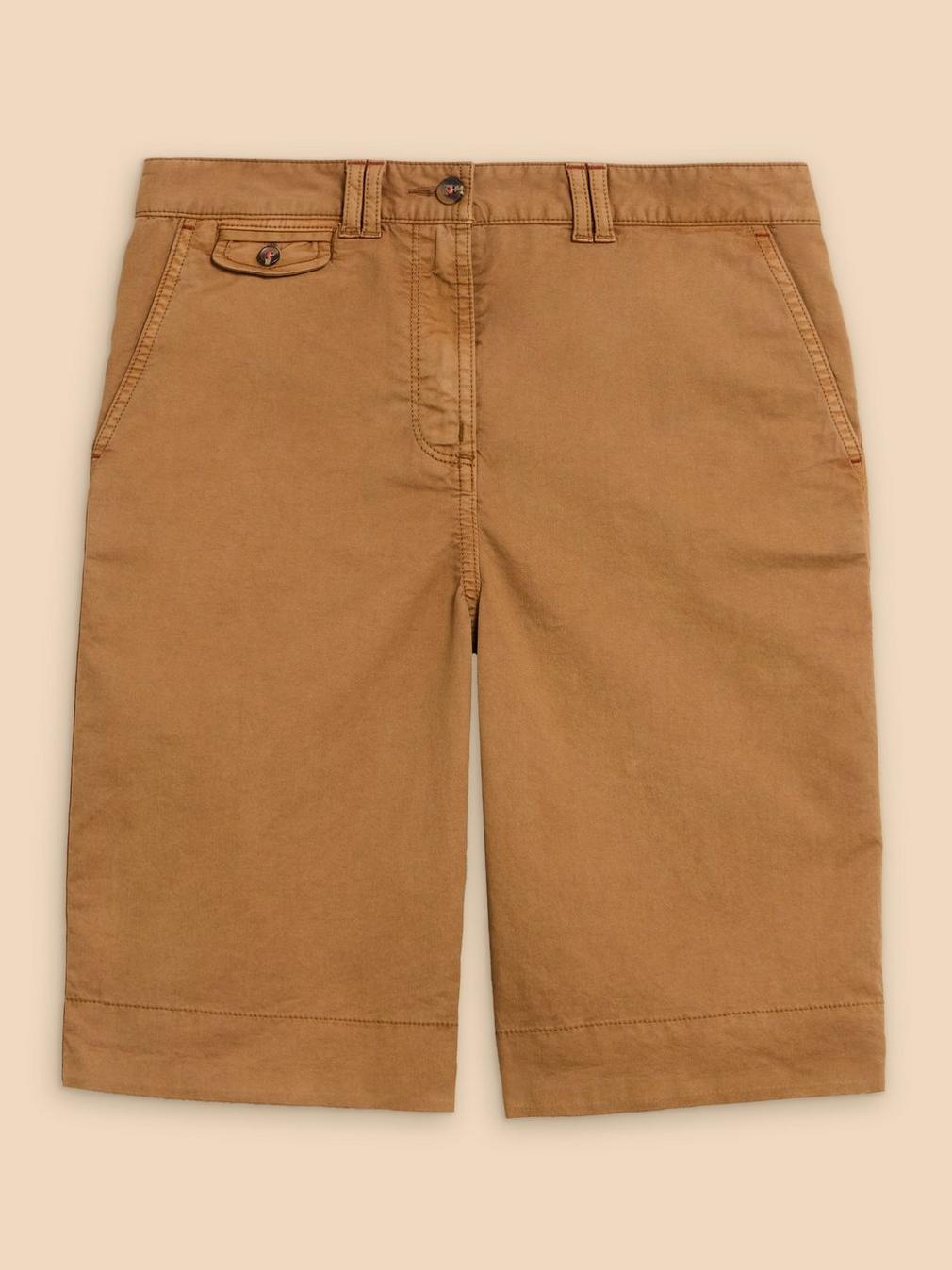 Hayley Organic Cotton Shorts in MID TAN - FLAT FRONT