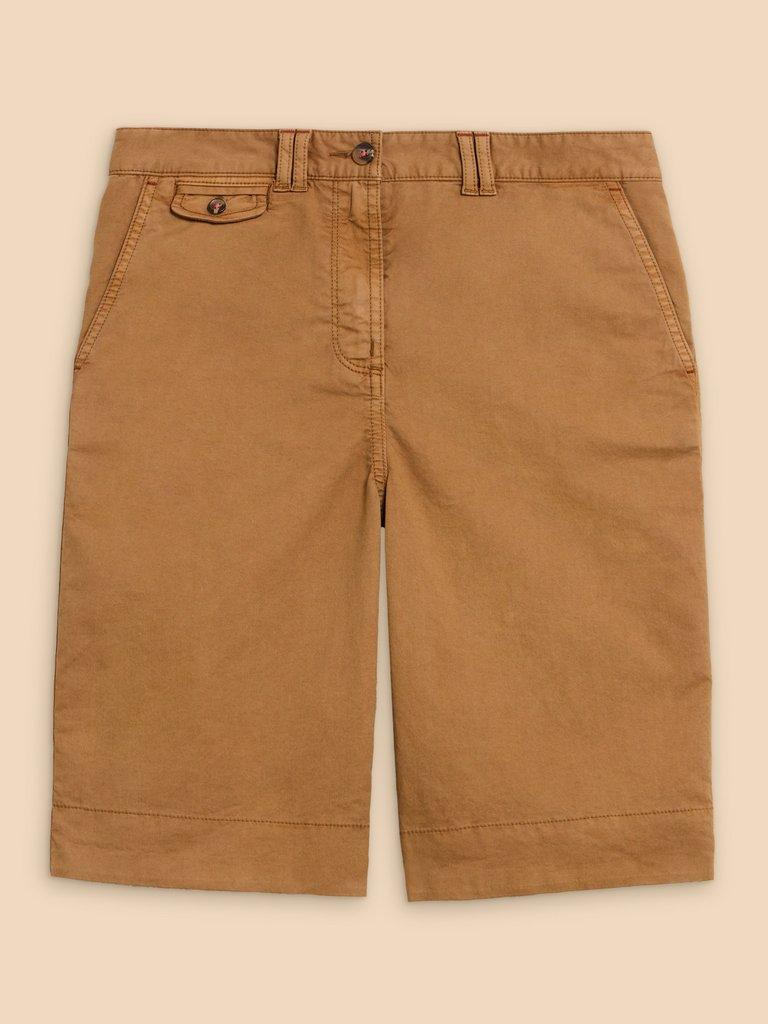 Hayley Organic Cotton Shorts in MID TAN - FLAT FRONT