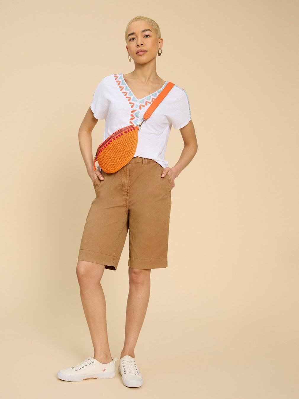 Hayley Organic Cotton Shorts in MID TAN - LIFESTYLE