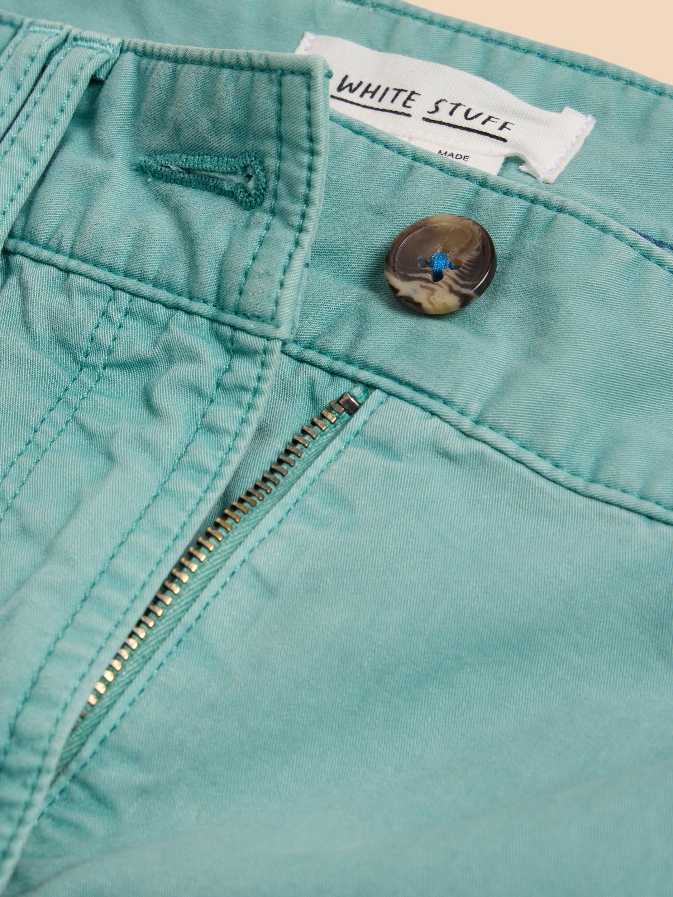 Hayley Organic Cotton Shorts in MID TEAL - FLAT DETAIL