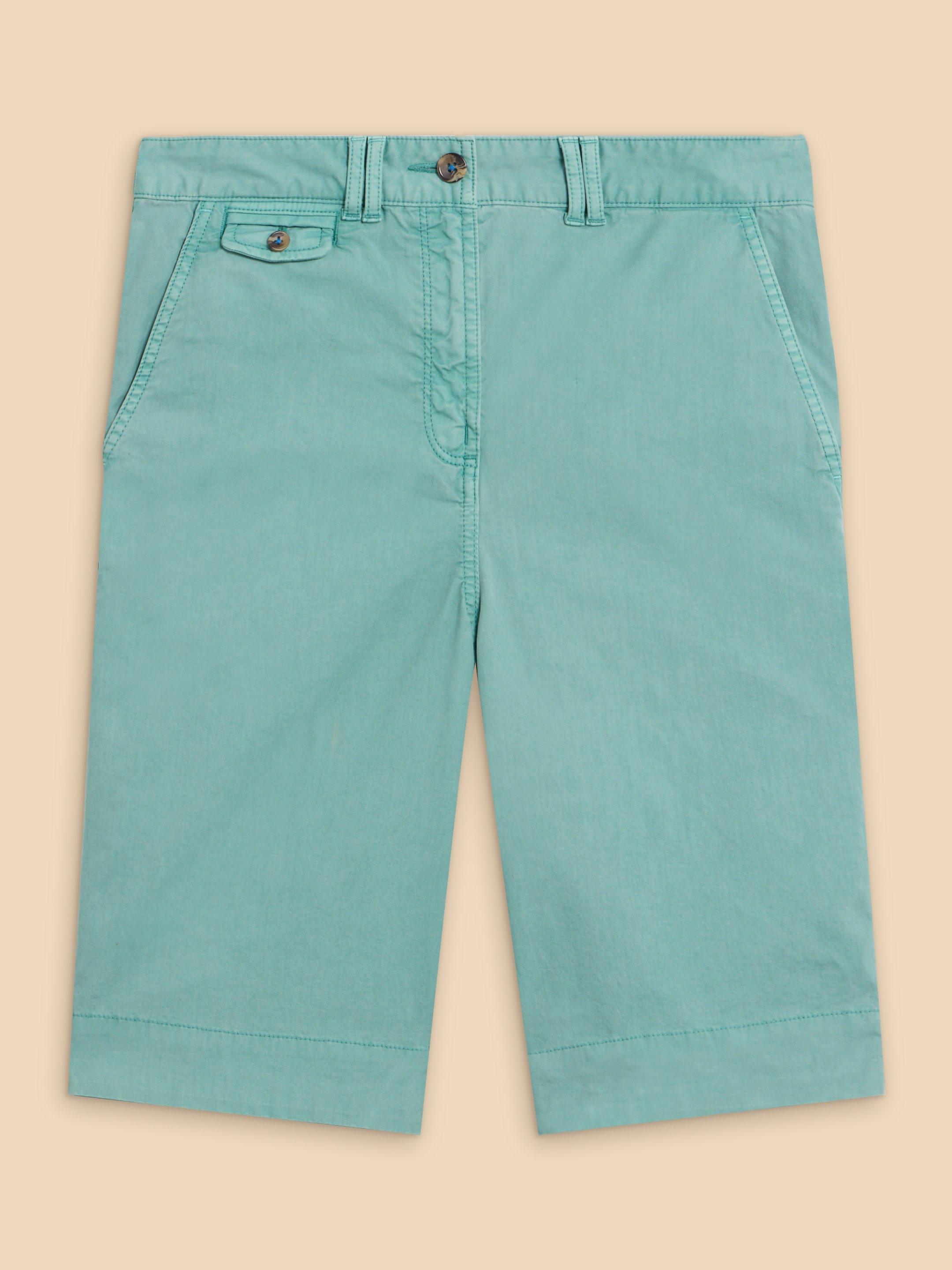 Hayley Organic Cotton Shorts in MID TEAL - FLAT FRONT
