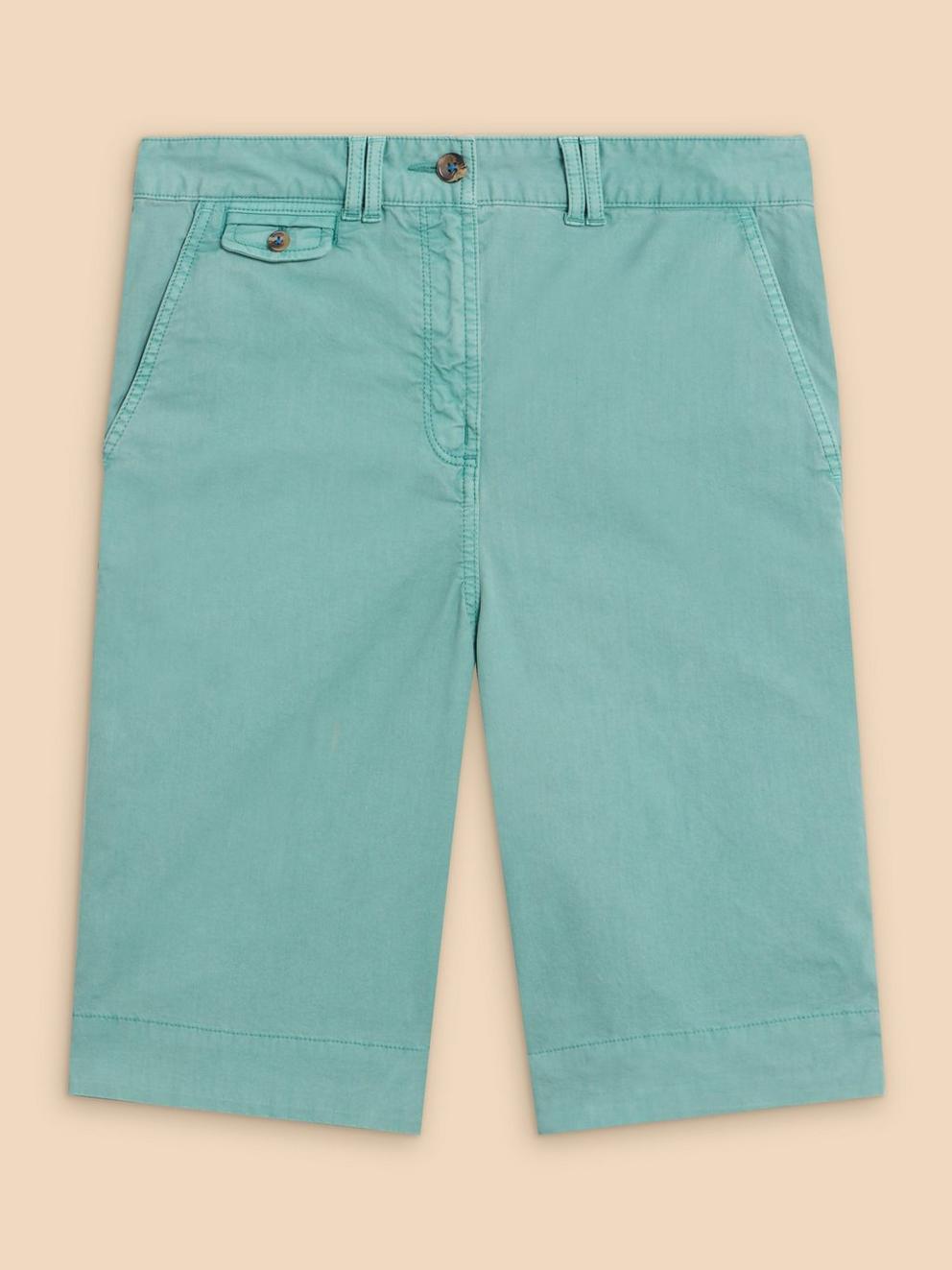 Hayley Organic Cotton Shorts in MID TEAL - FLAT FRONT