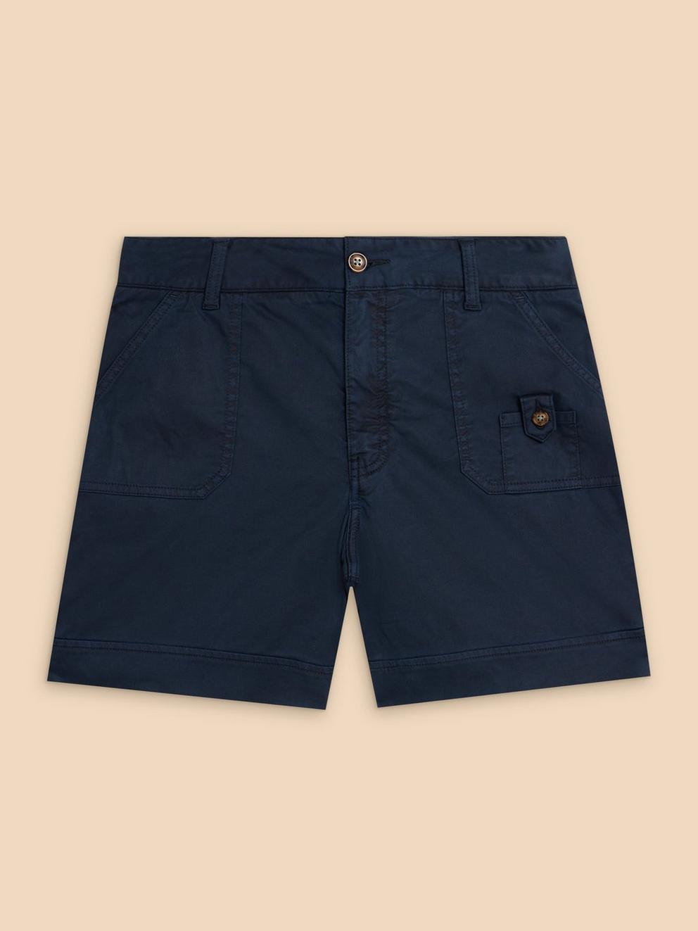 Mollie Woven Combat Shorts in DARK NAVY - FLAT FRONT