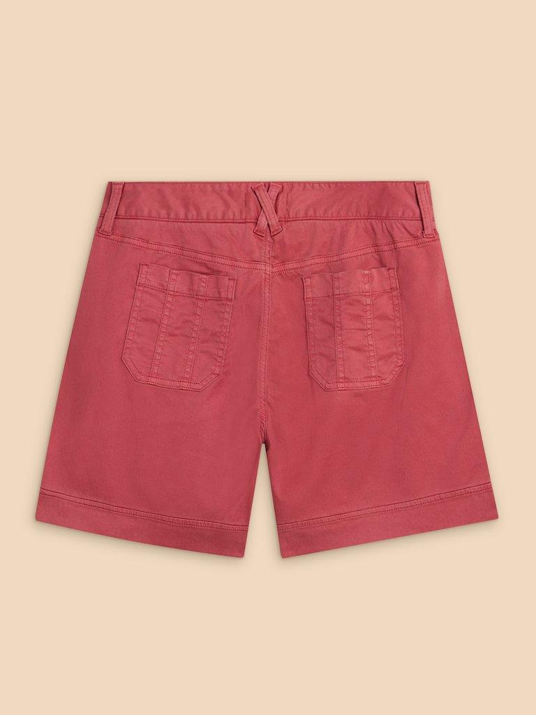 Mollie Woven Combat Shorts in MID RED - FLAT BACK