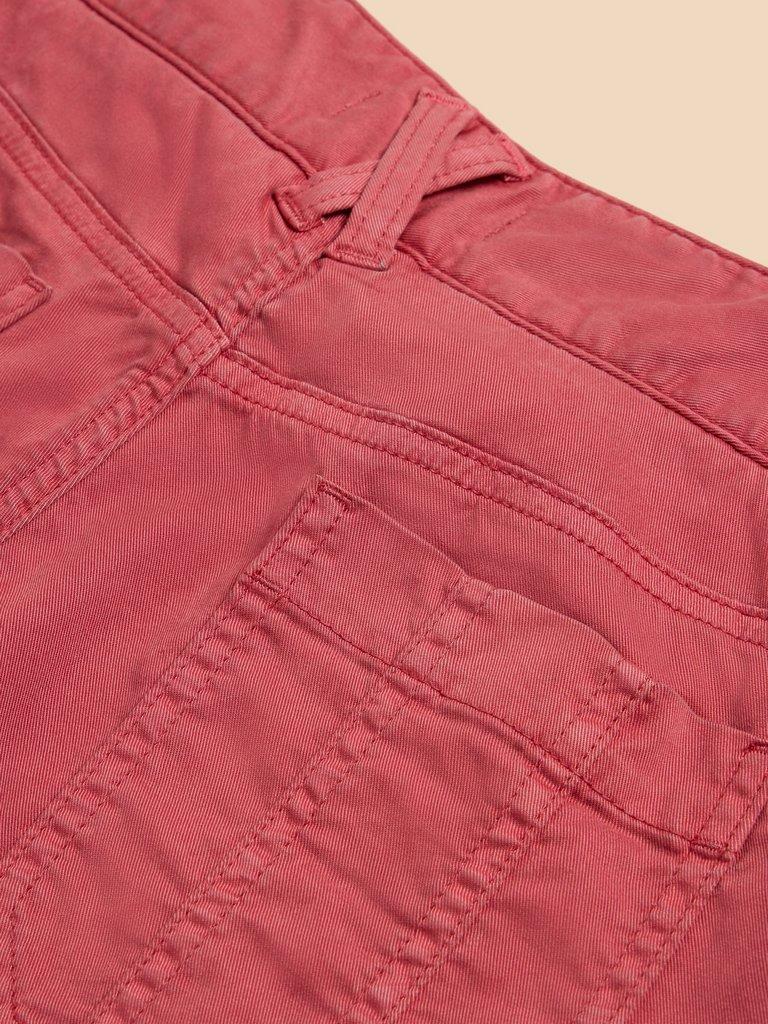 Mollie Woven Combat Shorts in MID RED - FLAT DETAIL