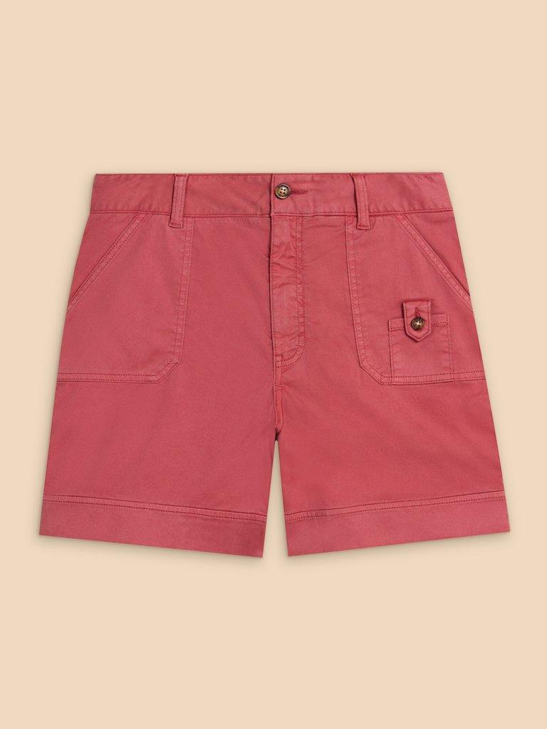 Mollie Woven Combat Shorts in MID RED - FLAT FRONT