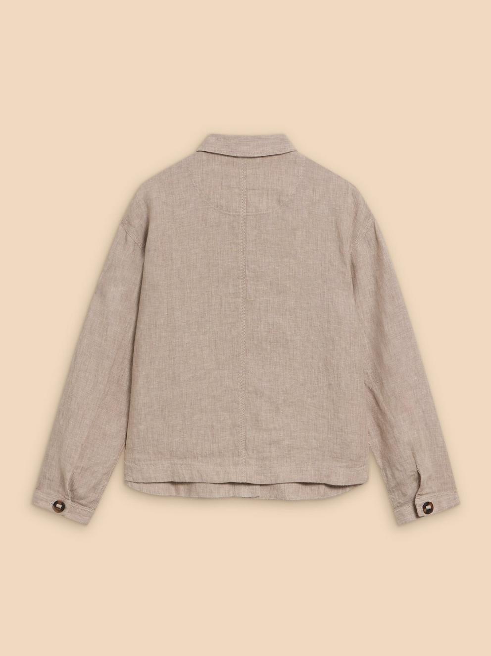 Carrie Linen Collar Jacket in LGT NAT - FLAT BACK