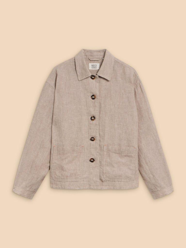 Carrie Linen Collar Jacket in LGT NAT - FLAT FRONT