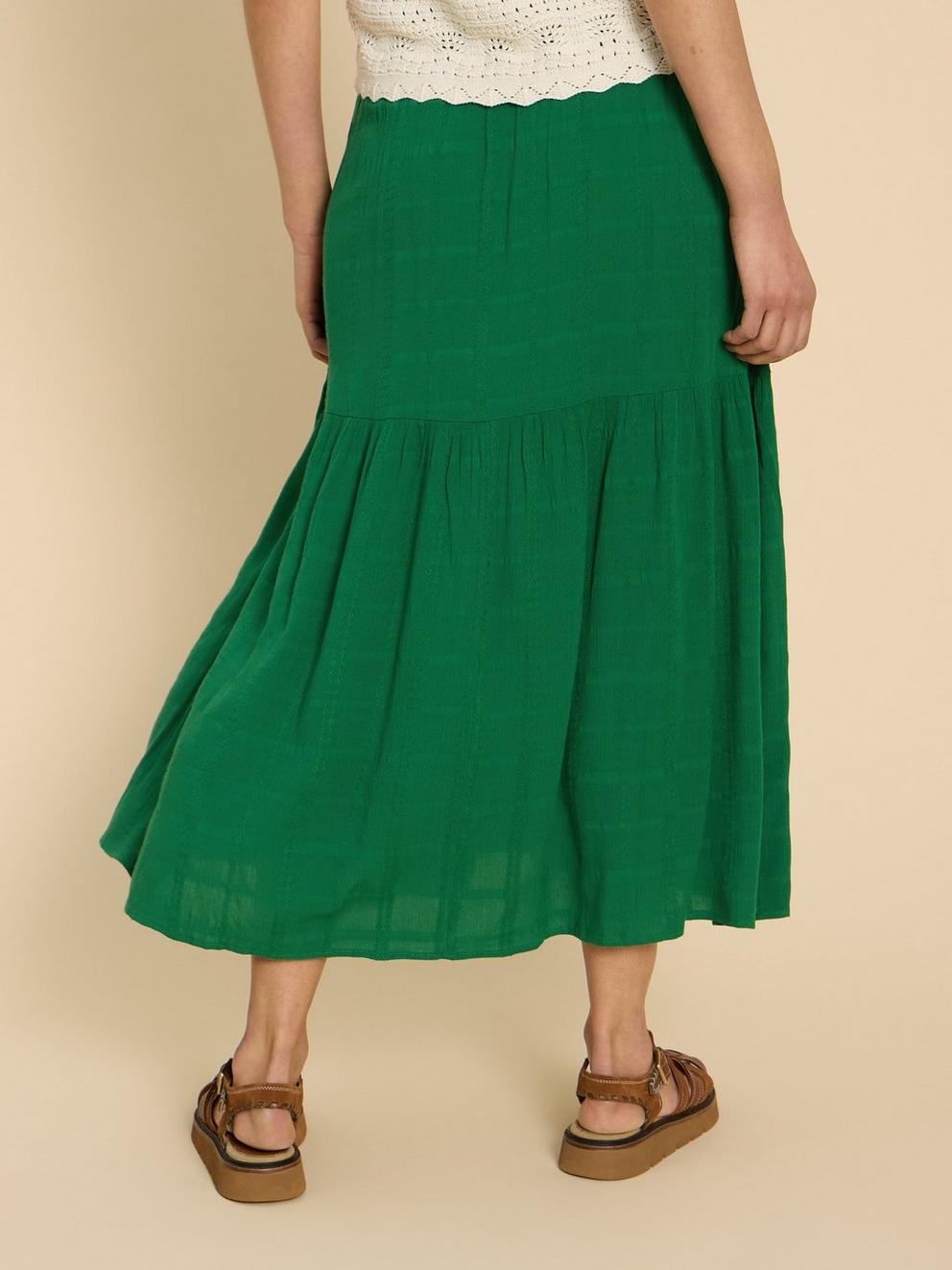 Phoebe Skirt Maxi in BRT GREEN - MODEL BACK