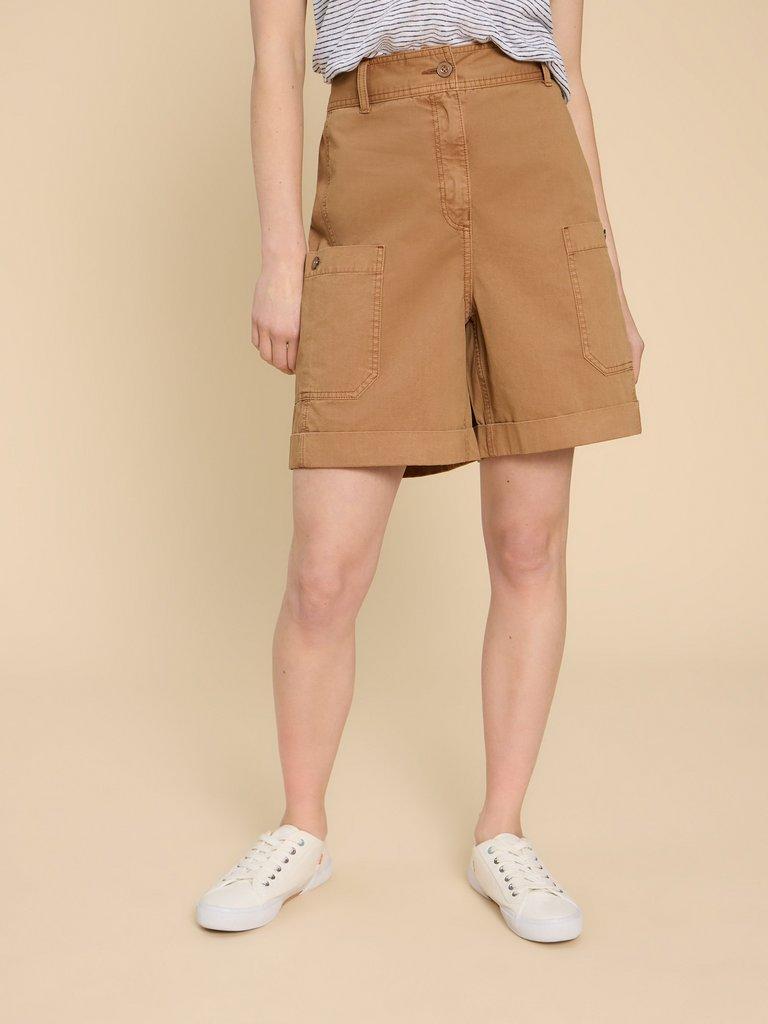 Carlie Cargo Shorts in DK NAT - MODEL FRONT