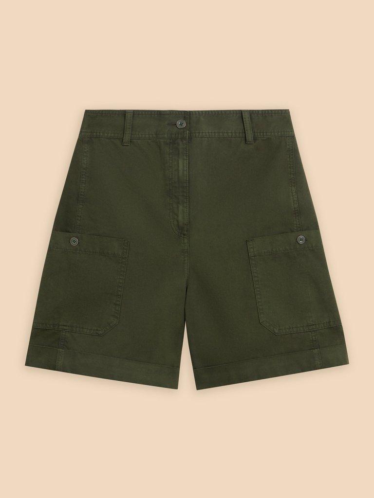 Carlie Cargo Shorts in KHAKI GRN - FLAT FRONT