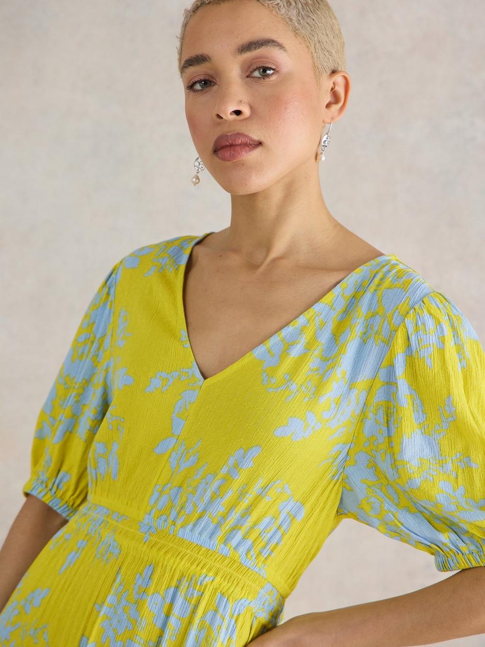 Salma Eco Vero Midi Dress in YELLOW PR - MODEL FRONT