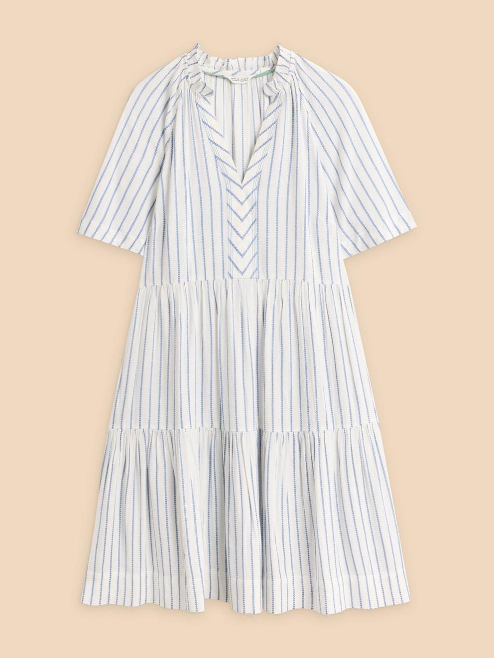 Sophia Eco Vero Stripe Dress in IVORY MLT - FLAT FRONT