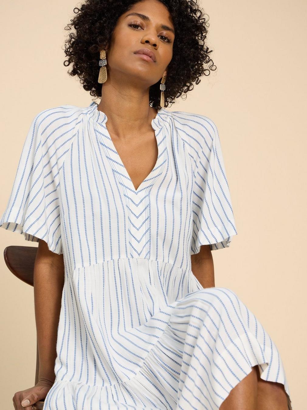 Sophia Eco Vero Stripe Dress in IVORY MLT - LIFESTYLE