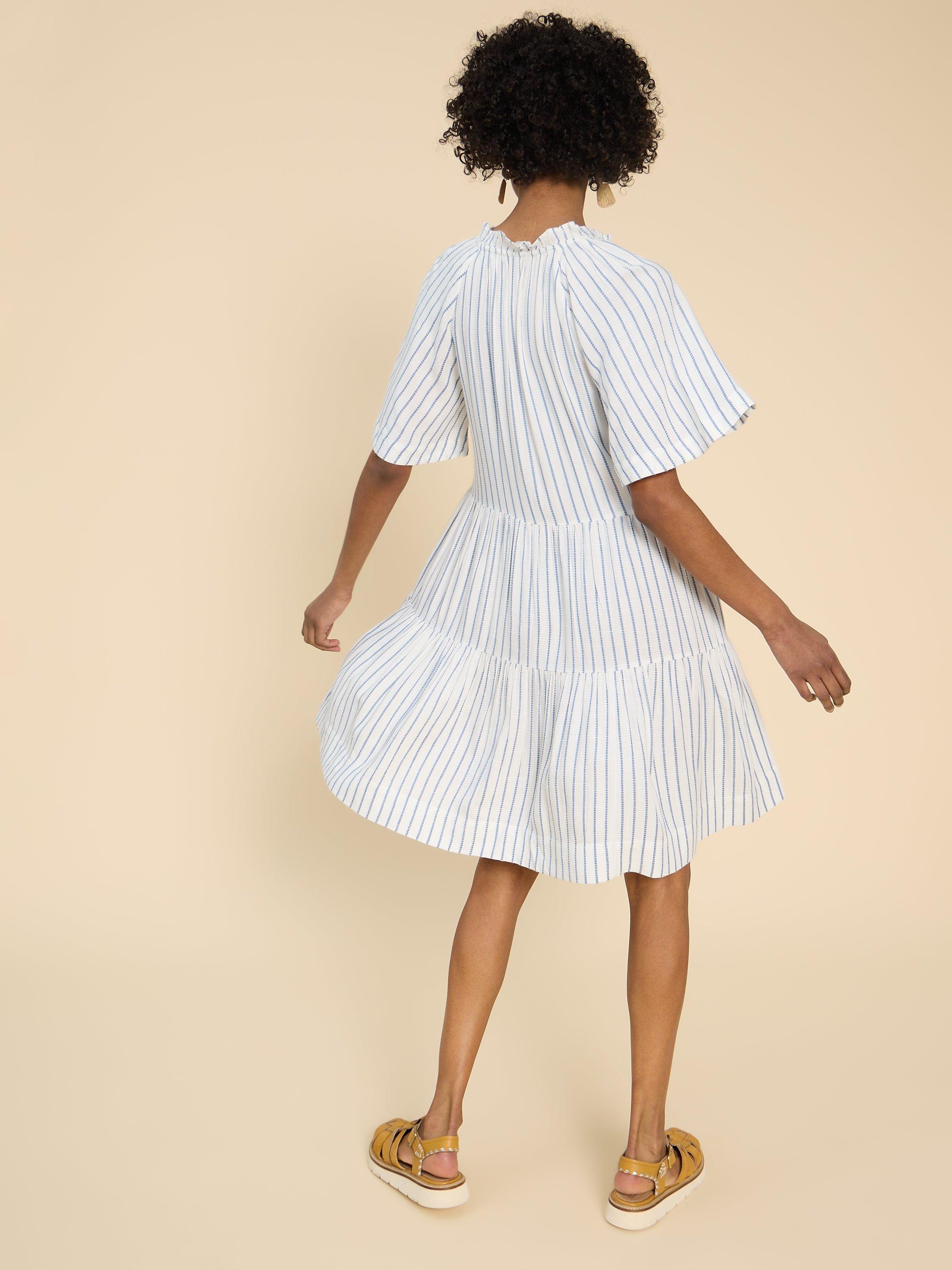 Sophia Eco Vero Stripe Dress in IVORY MLT - MODEL BACK