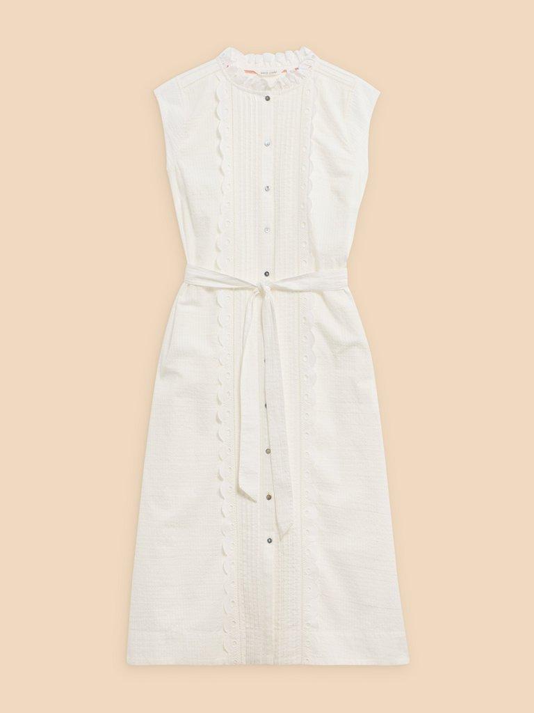 Daisy Broderie Shirt Dress in BRIL WHITE - FLAT FRONT