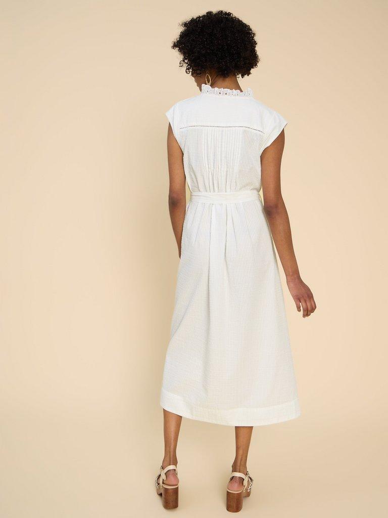 Daisy Broderie Shirt Dress in BRIL WHITE - MODEL BACK