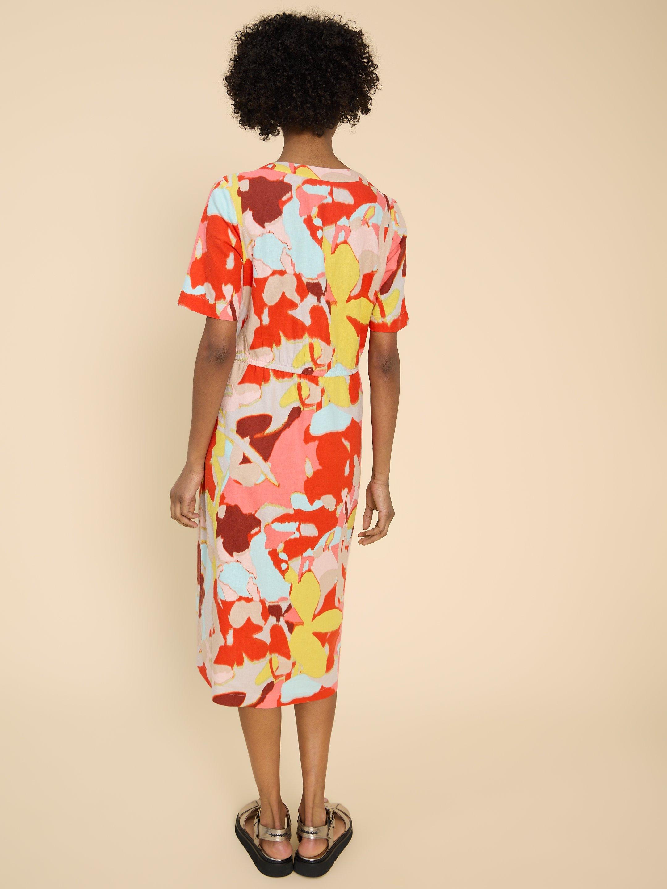 Jamie Linen Blend Dress in ORANGE PRINT | White Stuff