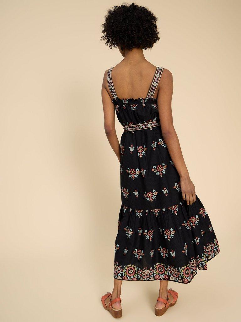 Fiona Maxi Dress in BLK PR - MODEL BACK