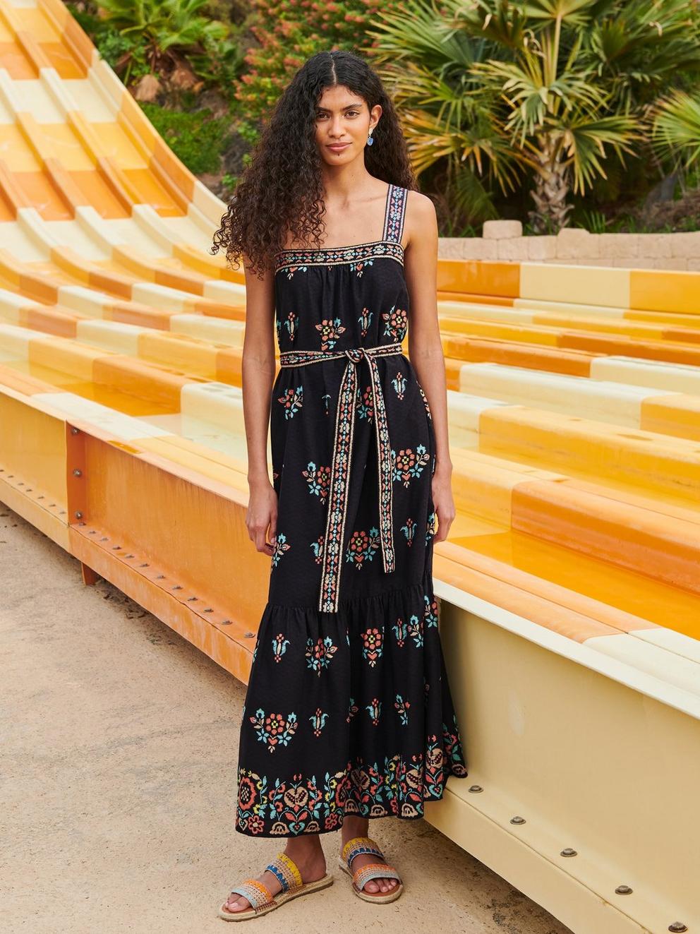 Fiona Maxi Dress in BLK PR - MIXED