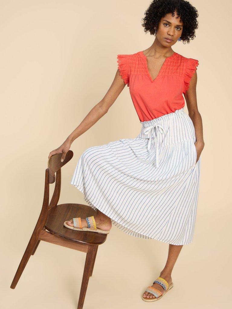 Seema Eco Vero Stripe Skirt in IVORY MLT - LIFESTYLE