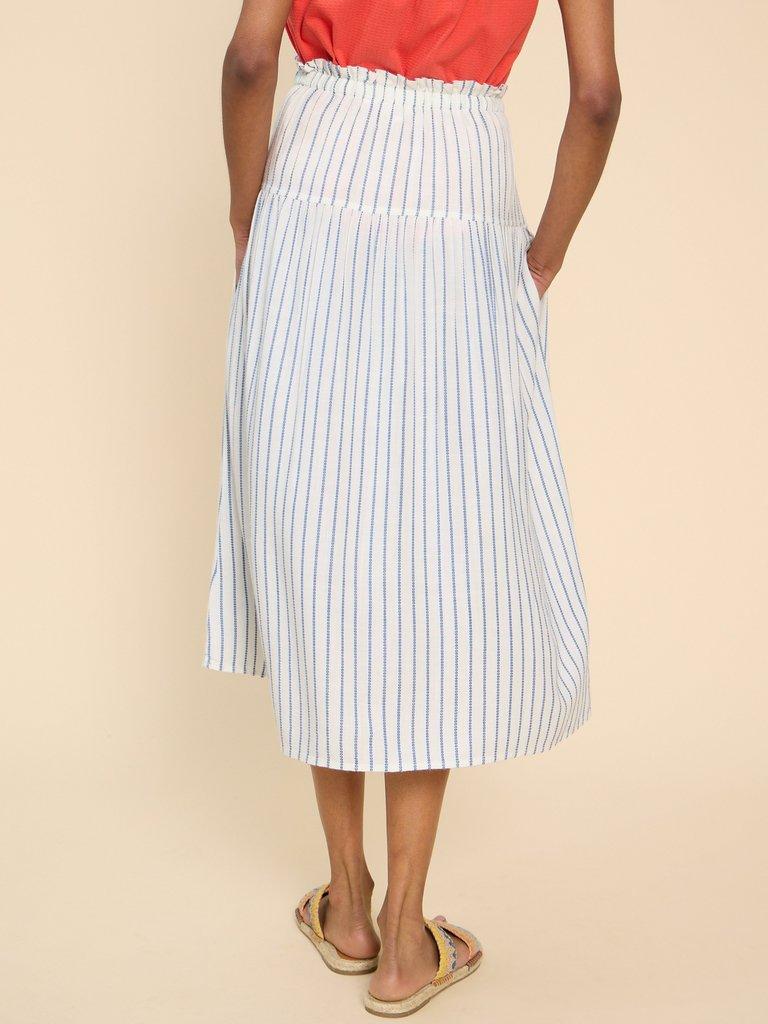 Seema Eco Vero Stripe Skirt in IVORY MLT - MODEL BACK