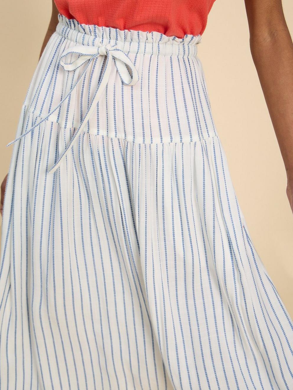 Seema Eco Vero Stripe Skirt in IVORY MLT - MODEL DETAIL