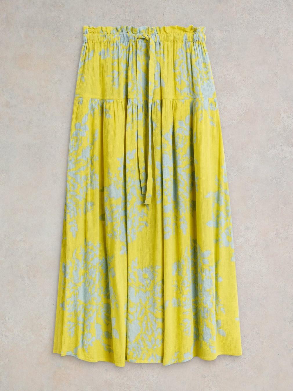 Seema Eco Vero Midi Skirt in YELLOW PR - FLAT FRONT