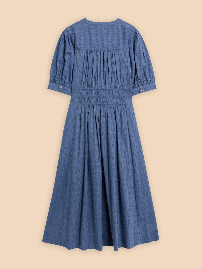 Celeste Short Sleeve Midi Dress in MID BLUE - FLAT BACK