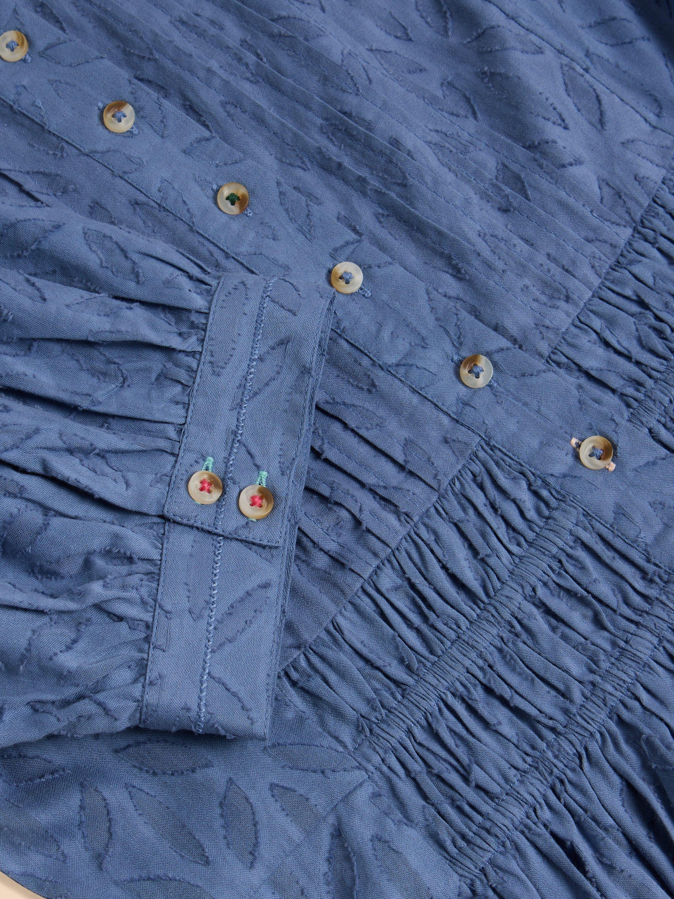 Celeste Short Sleeve Midi Dress in MID BLUE - FLAT DETAIL