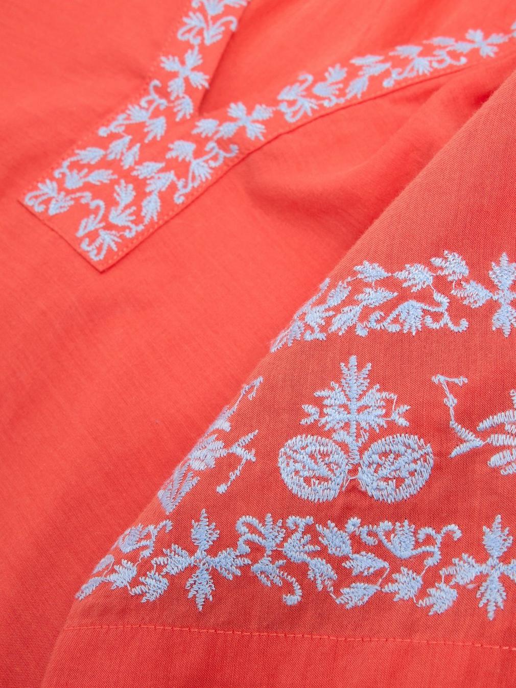 Anna Cotton Embroidered Dress in ORANGE MLT - FLAT DETAIL