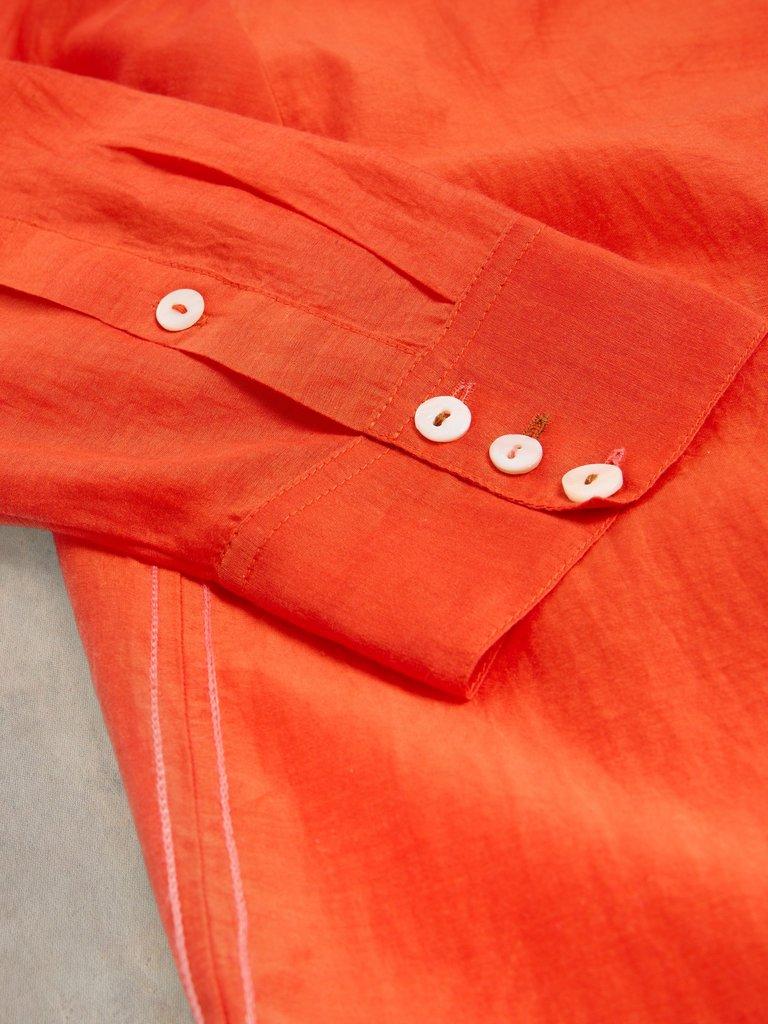 Delilah Cotton Silk Shirt in BRT ORANGE - FLAT DETAIL