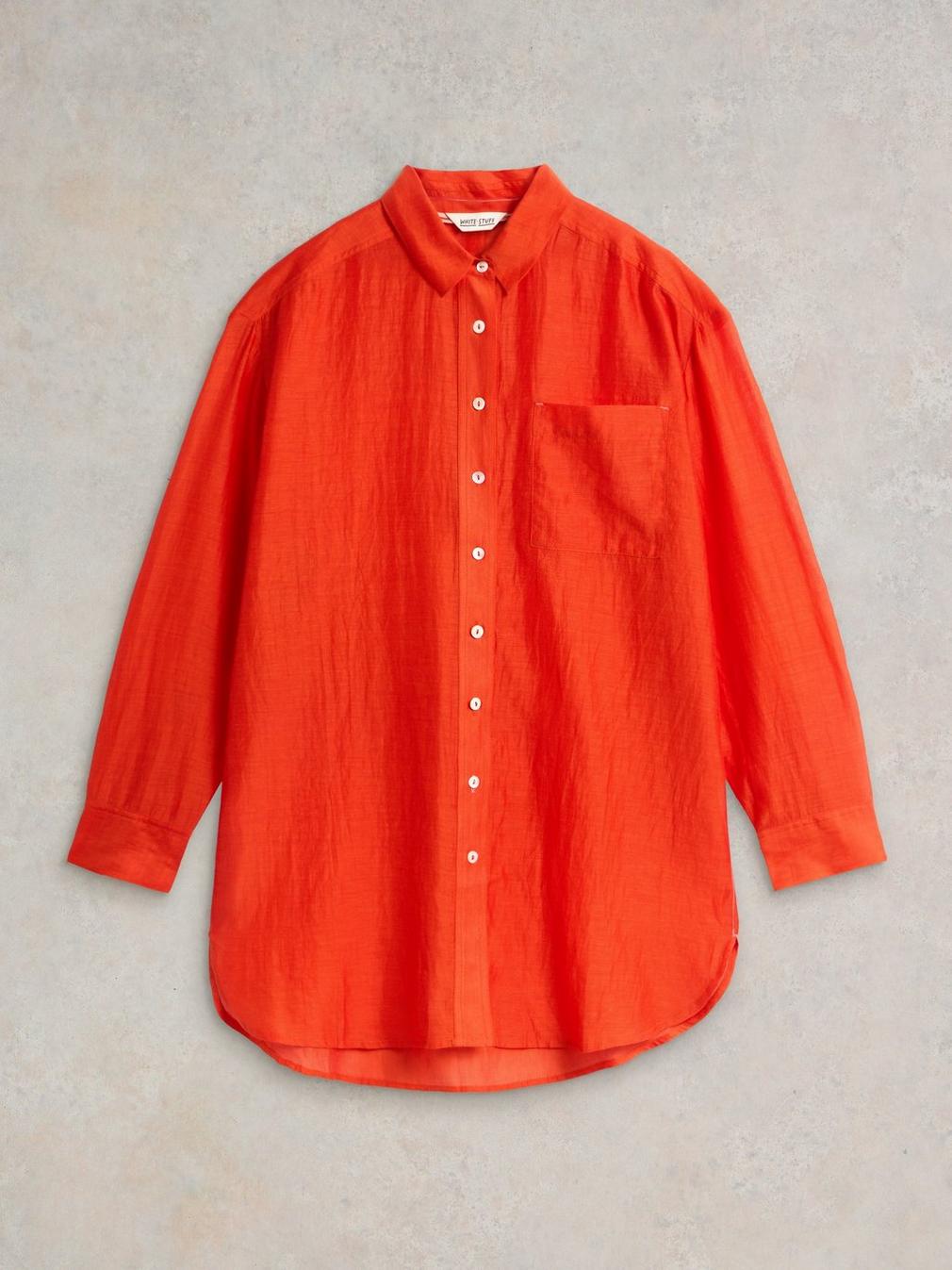 Delilah Cotton Silk Shirt in BRT ORANGE - FLAT FRONT