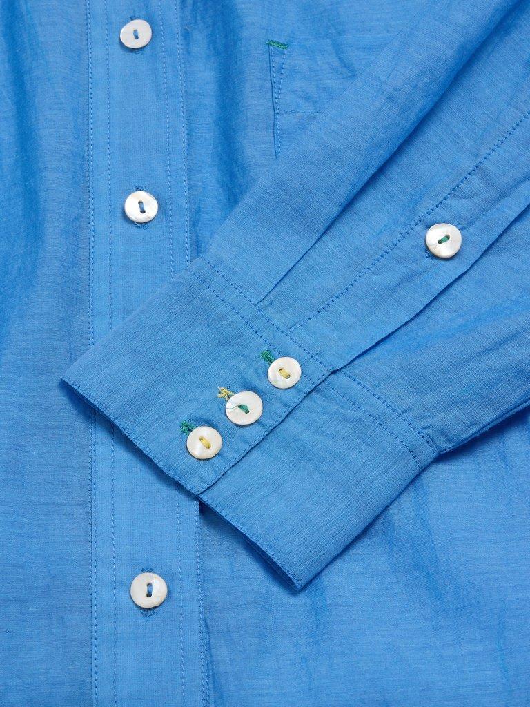 Delilah Cotton Silk Shirt in MID BLUE - FLAT DETAIL