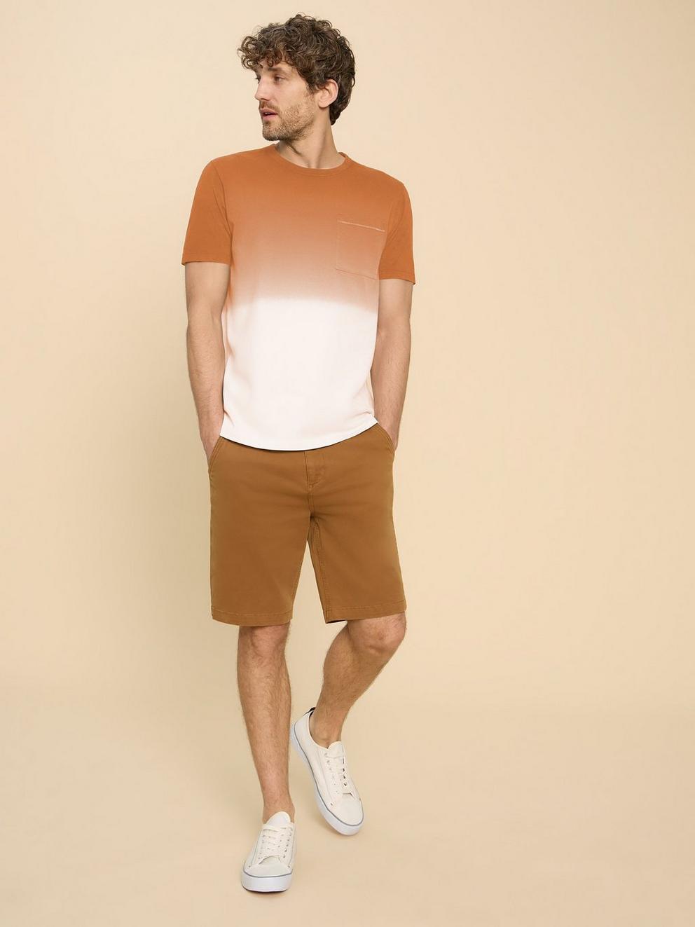 Abersoch Dip Dye SS Tee in ORANGE MLT - MODEL DETAIL