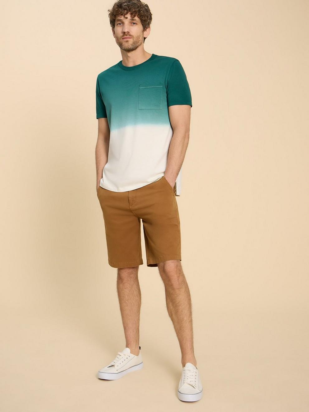 Abersoch Dip Dye SS Tee in TEAL MLT - MODEL DETAIL