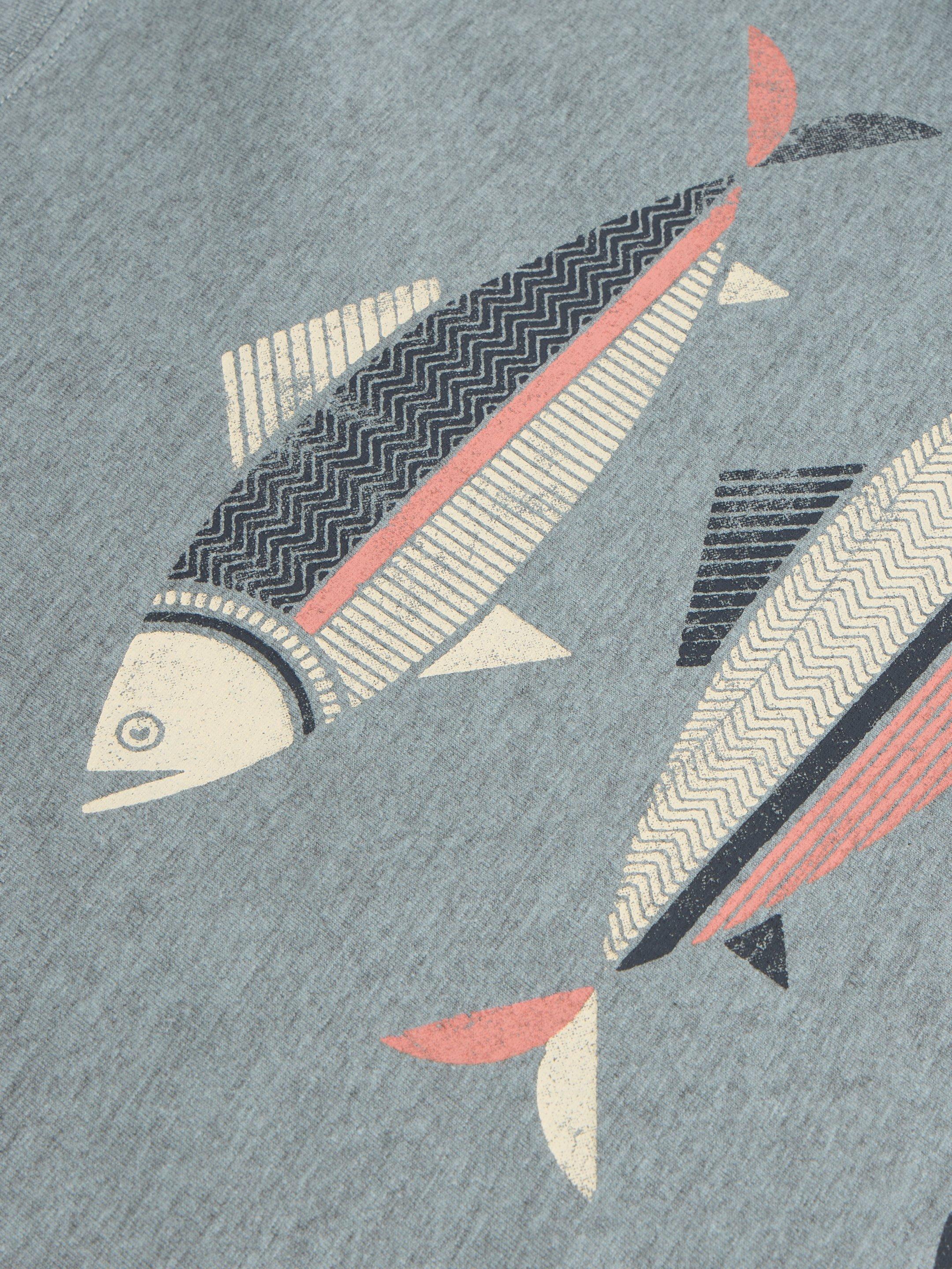 Fish Graphic Short Sleeve Tee in DENIM PR - FLAT DETAIL