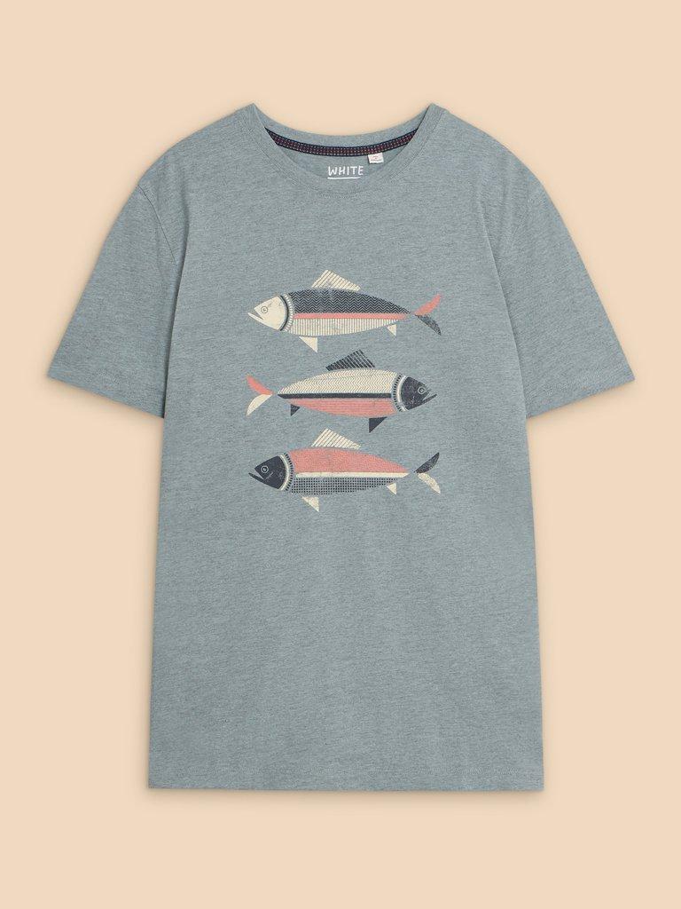 Fish Graphic Short Sleeve Tee in DENIM PR - FLAT FRONT