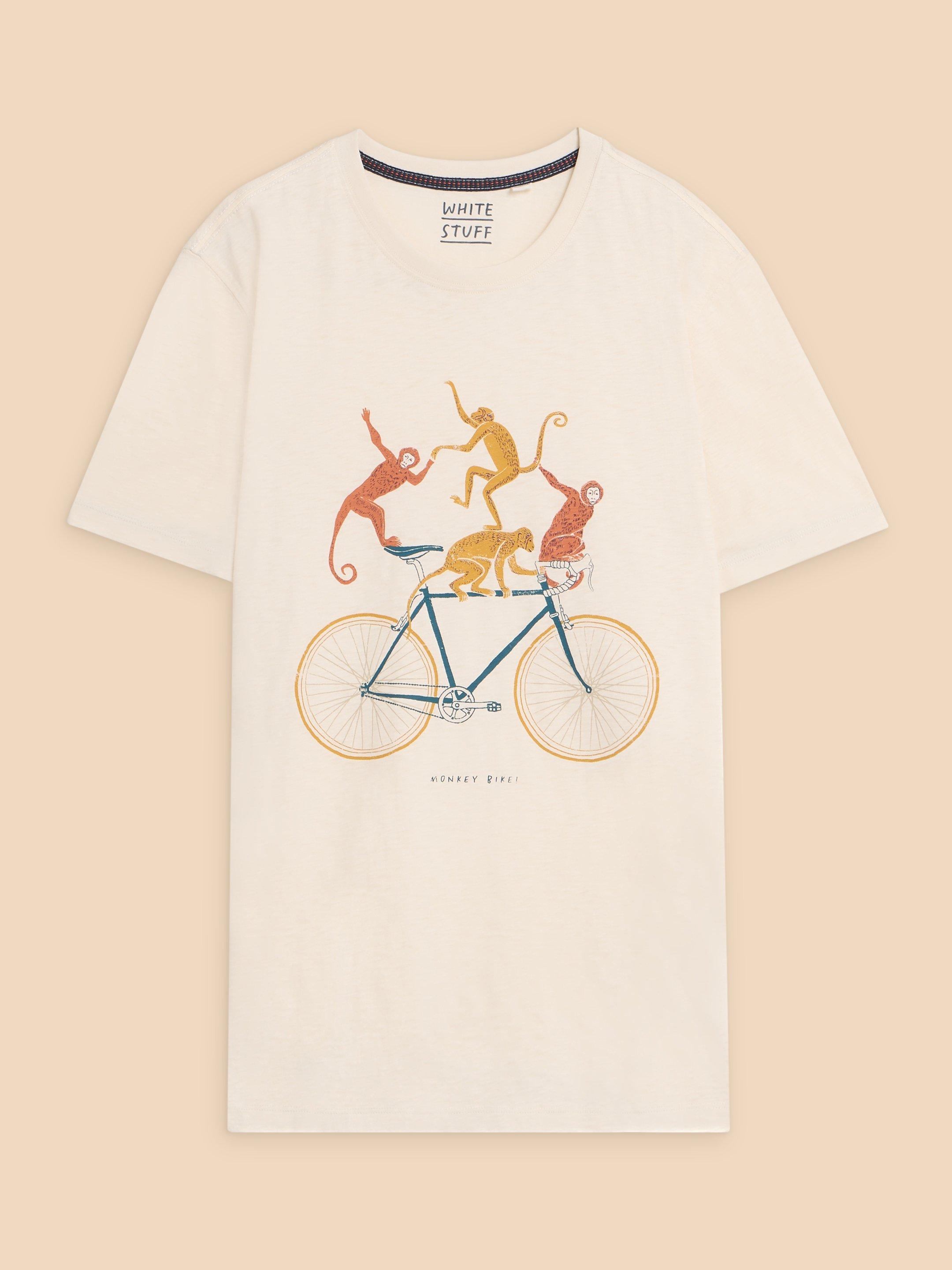 Monkey on a Bike Graphic Tee in WHITE PR - FLAT FRONT