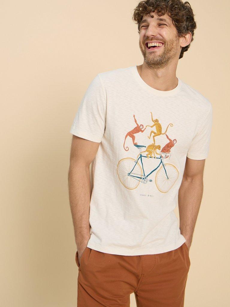 Monkey on a Bike Graphic Tee in WHITE PR - MODEL DETAIL