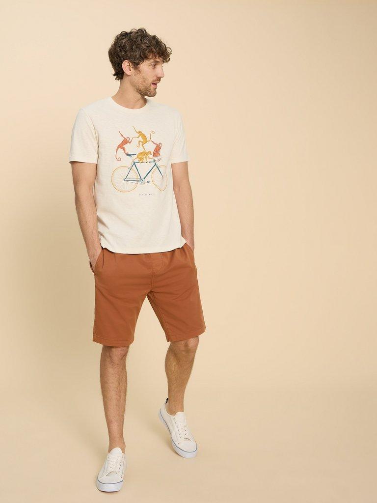 Monkey on a Bike Graphic Tee in WHITE PR - MODEL FRONT