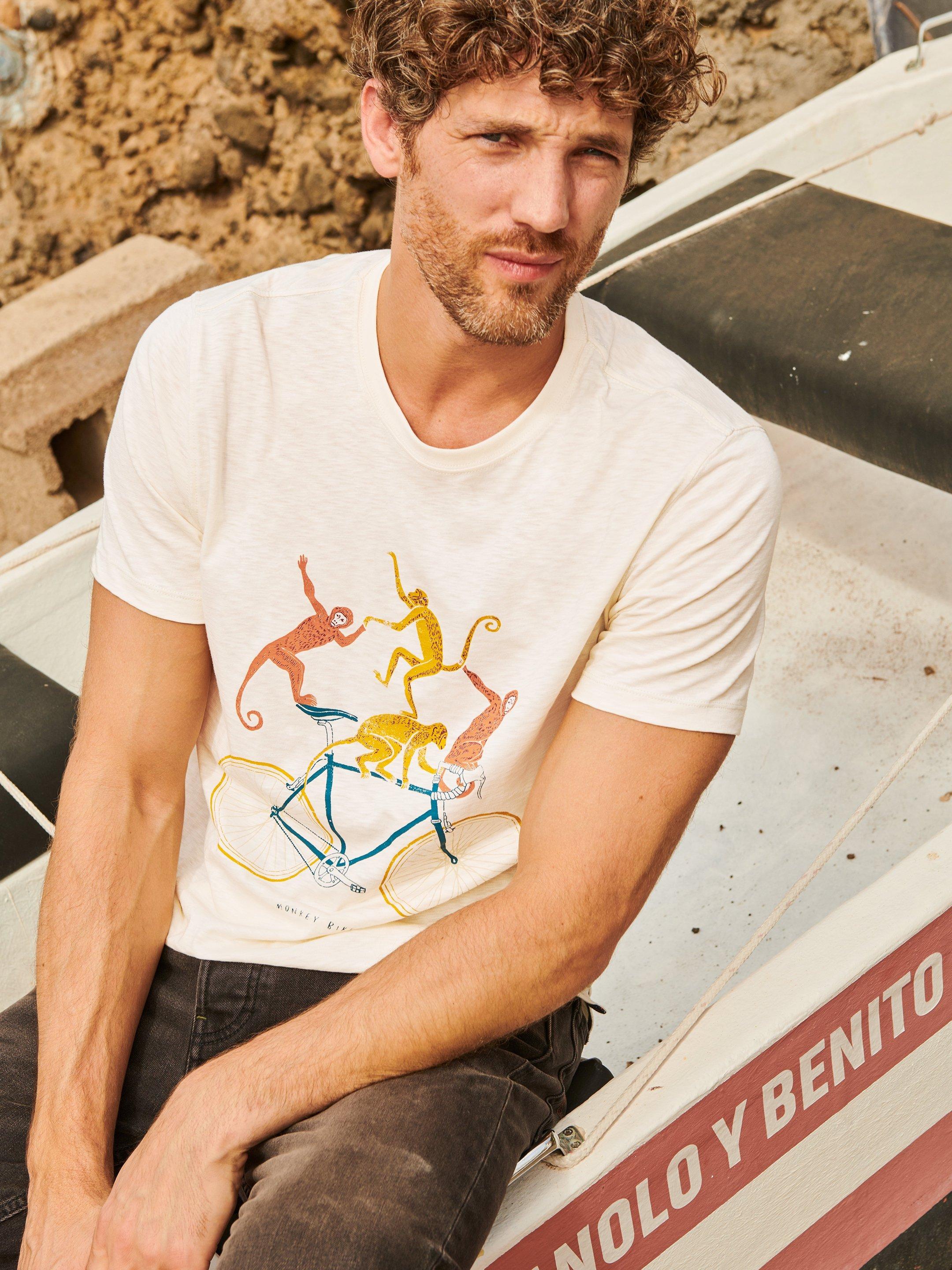 Monkey on a Bike Graphic Tee in WHITE PR - MIXED