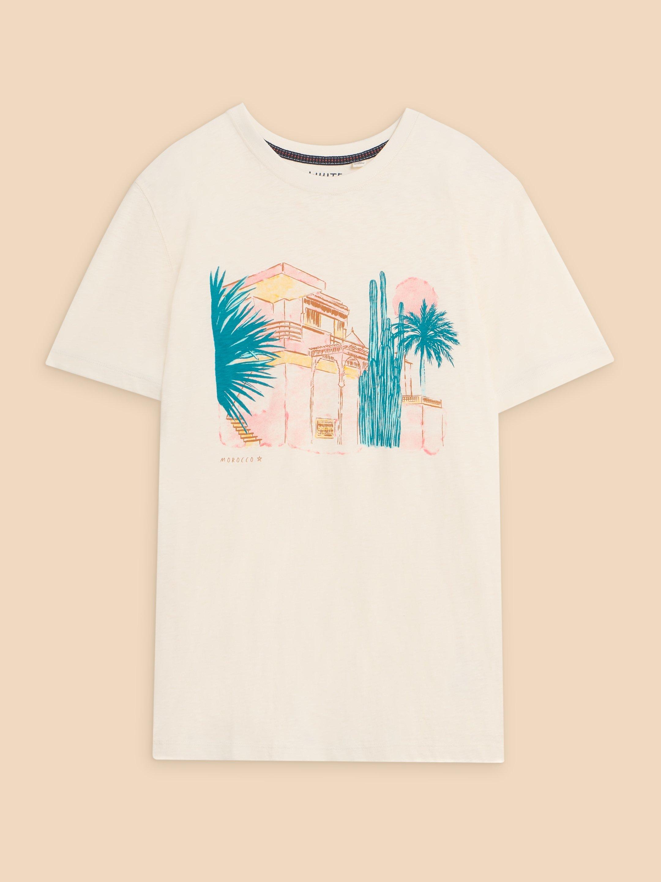 Morocco Graphic Tee in WHITE PR - FLAT FRONT