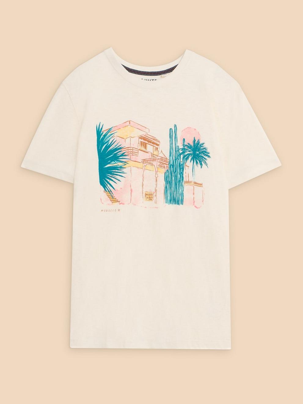 Morocco Graphic Tee in WHITE PR - FLAT FRONT