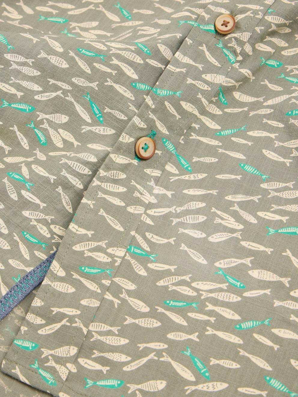 Shoal Printed Shirt in MINT GREEN - FLAT DETAIL