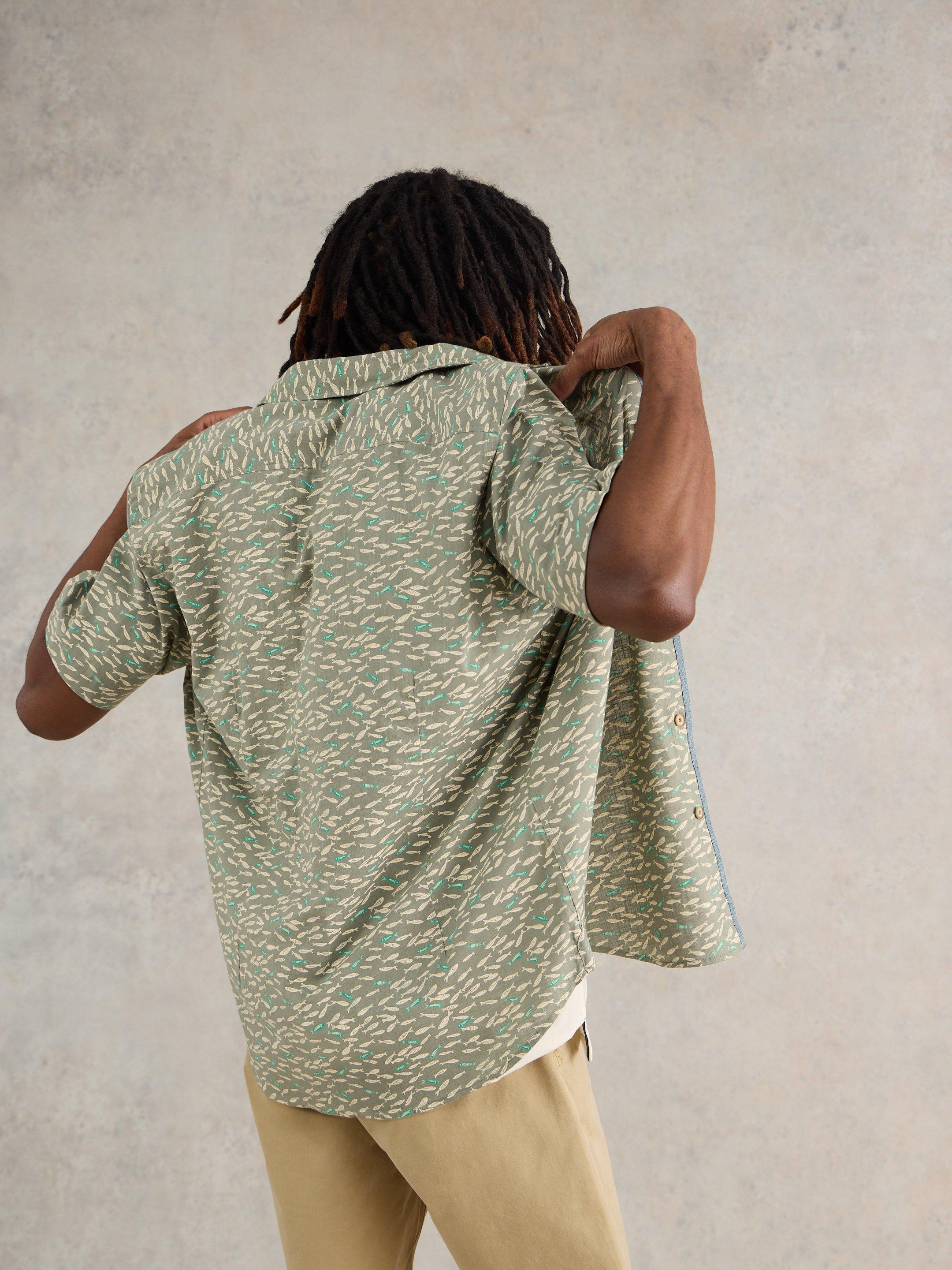 Shoal Printed Shirt in MINT GREEN - MODEL BACK